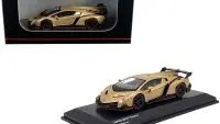 Exclusive Lamborghini Veneno Gold with Red Line 1/64 Diecast Model by Kyosho
