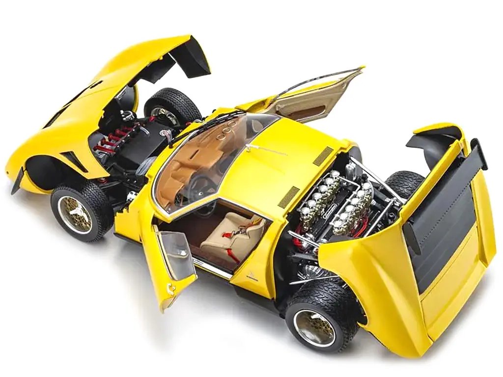 Lamborghini Miura SVR Yellow and Black 1/18 Diecast Model Car by Kyosho 2 Lamborghini Miura SVR Yellow and Black 1/18 Diecast Model Car by Kyosho - Image 2