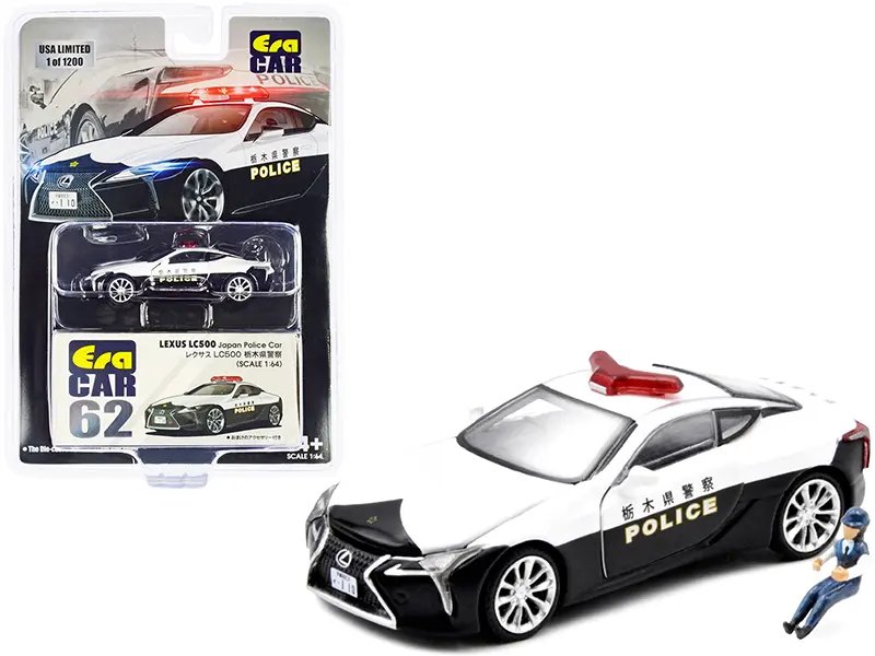 Lexus LC500 Japan Police 1/64 Diecast Model with Officer Figurine – Limited Edition 1200 by Era Car