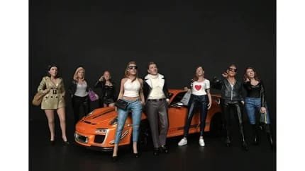 American Diorama 1/18 Scale 'Ladies Night' 8-Piece Figurine Set for Collectors