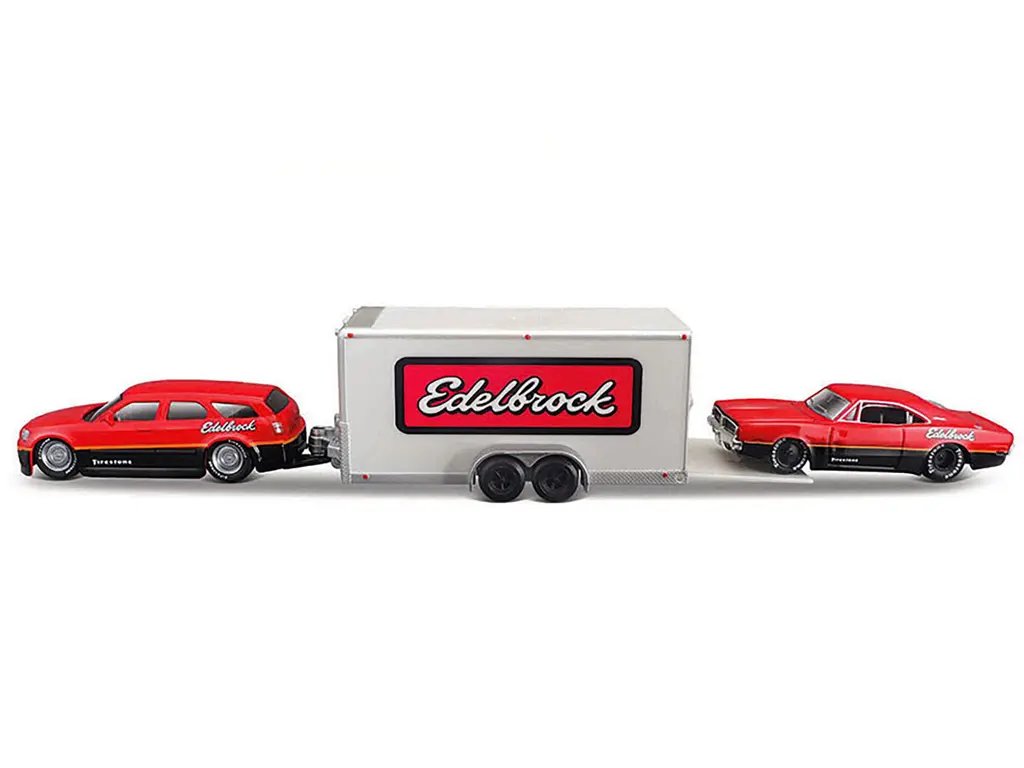 Collectible 1/64 Diecast 2006 Dodge Magnum & 1969 Charger R/T with Trailer by Maisto