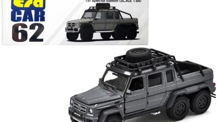 Mercedes Benz G63 AMG 6x6 Pickup Truck with Roof Rack Offroad Gray "1st Special Edition" 1/64 Diecast Model Car by Era Car