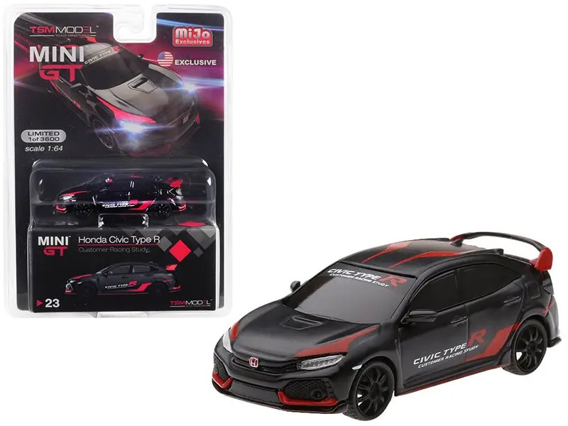 Diecast Model Cars wholesale toys dropshipper drop shipping Honda Civic Type R FK8 Black Customer Racing Study USA Limited Edition 3600 pieces Worldwide 1/64 True Scale Miniatures MGT00023 drop shipping wholesale drop ship drop shipper dropship drops Limited Edition 1/64 Honda Civic Type R FK8 Diecast Model - True Scale Miniatures Exclusive
