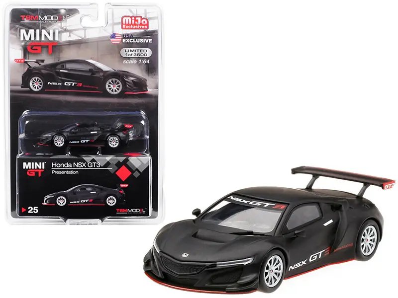 Exclusive Honda NSX GT3 Matt Black 1/64 Diecast Model – Limited Edition of 3,600 by True Scale Miniatures
