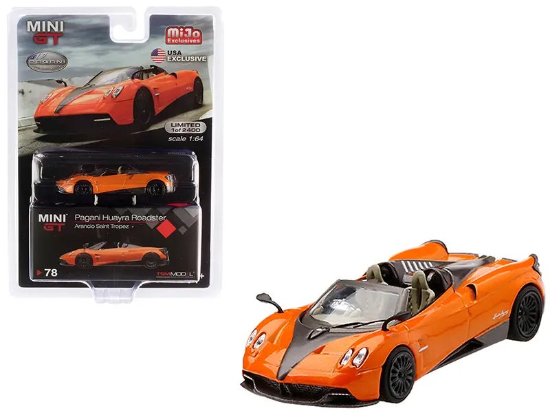 Limited Edition Pagani Huayra Roadster 1/64 Diecast Model Car – Orange Metallic by True Scale Miniatures
