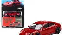 Porsche Taycan Turbo S Carmine Red Limited Edition to 2400 pieces Worldwide 1/64 Diecast Model Car by True Scale Miniatures