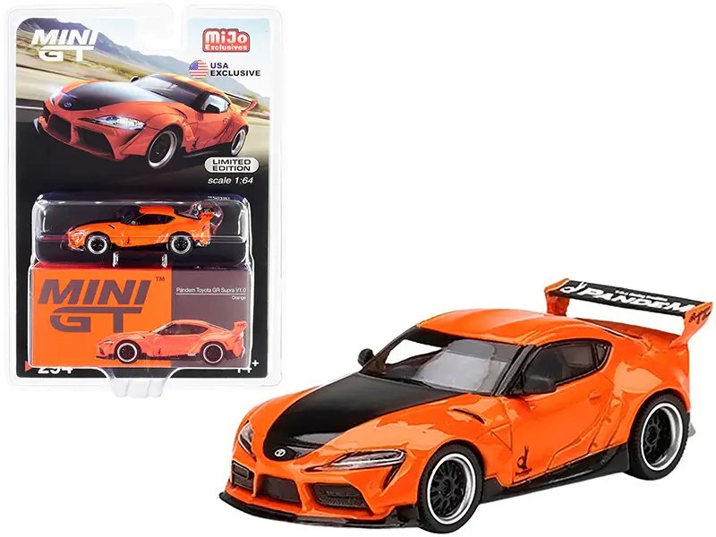 Toyota GR Supra V1.0 Pandem Orange & Black 1/64 Diecast Model Car by True Scale Miniatures
