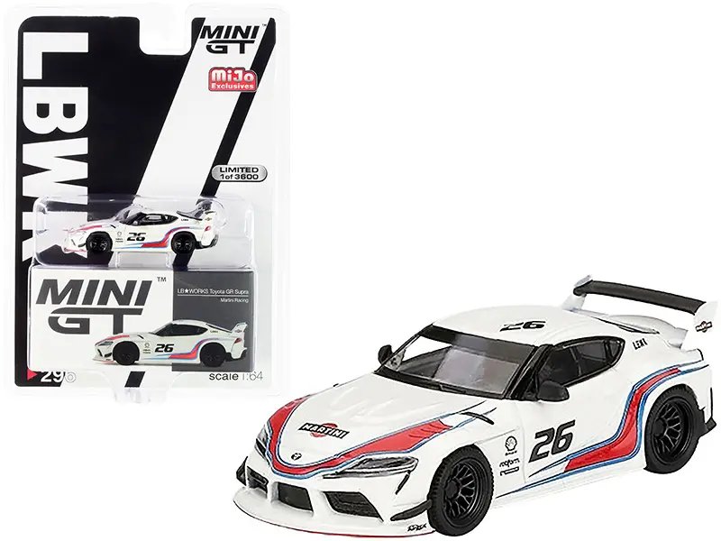 Limited Edition Toyota GR Supra LB WORKS #26 Martini Racing 1/64 Diecast Model by True Scale Miniatures