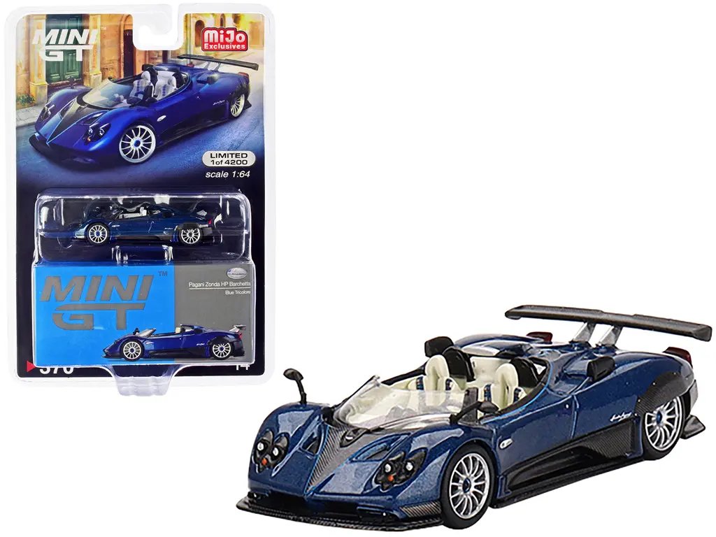 Limited Edition Pagani Zonda HP Barchetta 1/64 Diecast Model Car - Blue Tricolore Metallic Collectible 2 Limited Edition Pagani Zonda HP Barchetta 1/64 Diecast Model Car - Blue Tricolore Metallic Collectible - Image 2