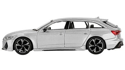 Limited Edition Audi RS 6 Avant Carbon Black 1/64 Diecast Model - Florett Silver by True Scale