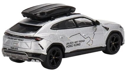 Limited Edition Lamborghini Urus 1/64 Diecast Model with Roof Box - Silver Metallic by True Scale Miniatures