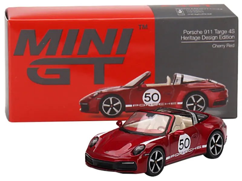 Limited Edition Porsche 911 Targa 4S Heritage Design 1/64 Diecast Model - Cherry Red Metallic 2 Limited Edition Porsche 911 Targa 4S Heritage Design 1/64 Diecast Model - Cherry Red Metallic - Image 2