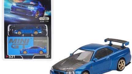 Buy Nissan Skyline GT-R R34 Top Secret Bayside Blue 1/64 Diecast by True Scale Miniatures