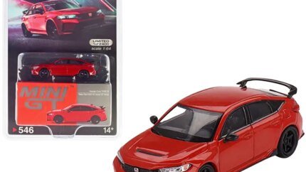 Limited Edition 2023 Honda Civic Type R Rallye Red 1/64 Diecast Model with ADVAN GT Wheels by True Scale Miniatures