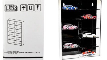 Premium 12-Car Display Case Wall Mount for 1/64 Scale Models - Mijo Exclusives
