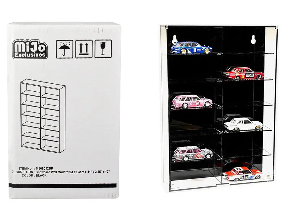 Premium 12-Car Display Case Wall Mount for 1/64 Scale Models – Mijo Exclusives