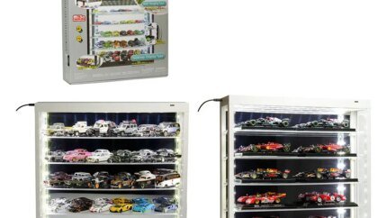 Showcase Your Collection: 5 Tier White Wall Mount Display Case with Mirror for 1/64-1/43 Scale Models