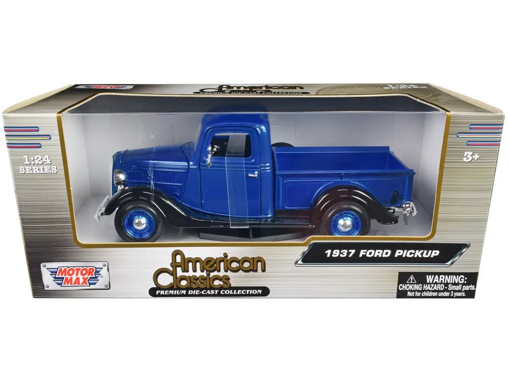 1937 Ford Pickup Truck Diecast Model – Blue Metallic & Black 1/24 by Motormax