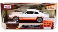 1974 Ford Maverick Grabber Diecast Model Car 1/24 - White with Orange Stripes by Motormax