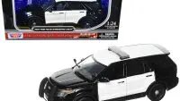 2022 Ford Police Interceptor Utility Diecast Model 1/24 by Motormax - Unmarked Black & White