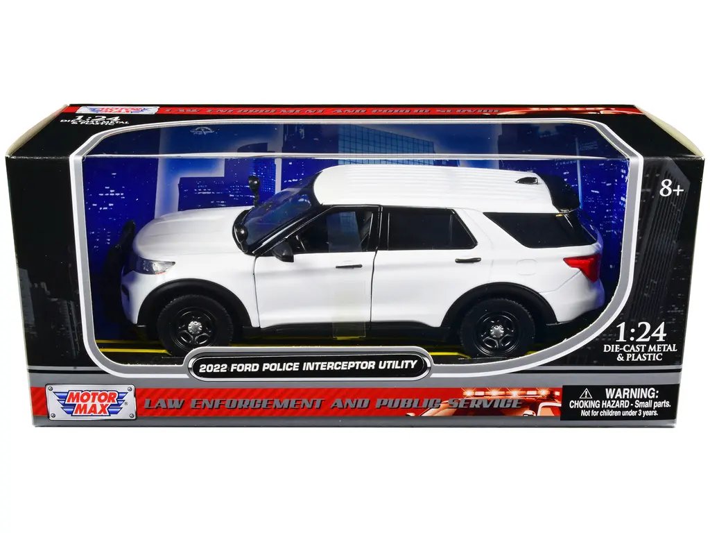 2022 Ford Police Interceptor Utility Unmarked White 1/24 Diecast Model by Motormax