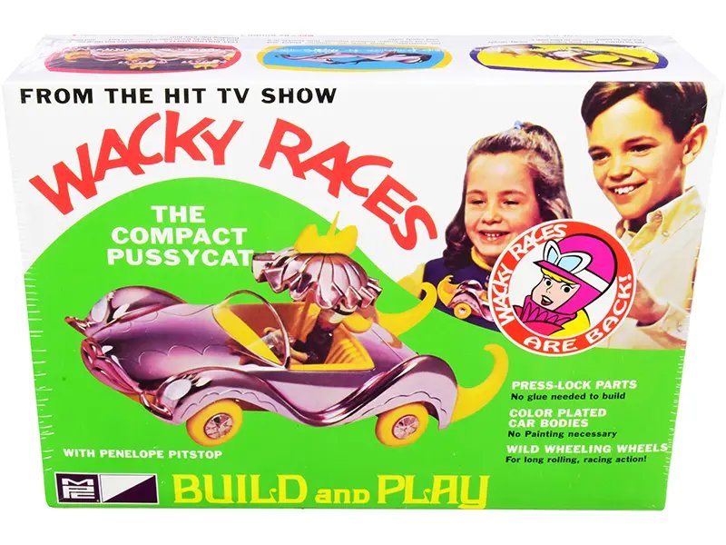 Build the Iconic Compact Pussycat with Penelope Pitstop: 1/25 Scale Wacky Races Model Kit by MPC