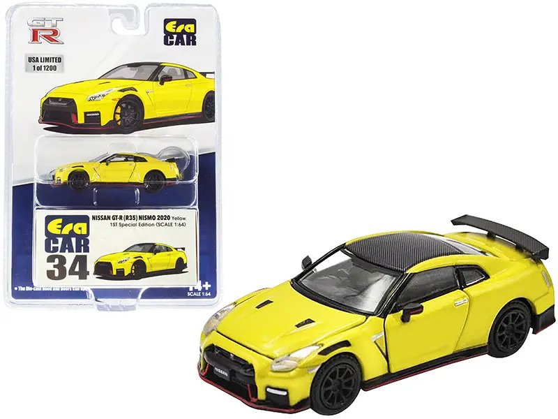 Diecast Model Cars wholesale toys dropshipper drop shipping 2020 Nissan GT-R R35 Nismo RHD Right Hand Drive Yellow Carbon Top Limited Edition 1200 pieces Special Edition 1/64 Era Car NS20GTRRF34B drop shipping wholesale drop ship drop shipper dropshi Limited Edition 2020 Nissan GT-R R35 Nismo RHD Yellow 1/64 Diecast by Era Car