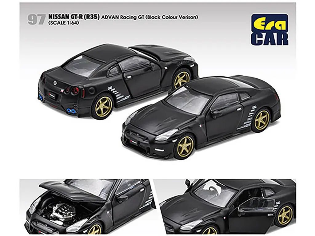Limited Edition 1/64 Nissan GT-R R35 RHD Matt Black Diecast by Era Car