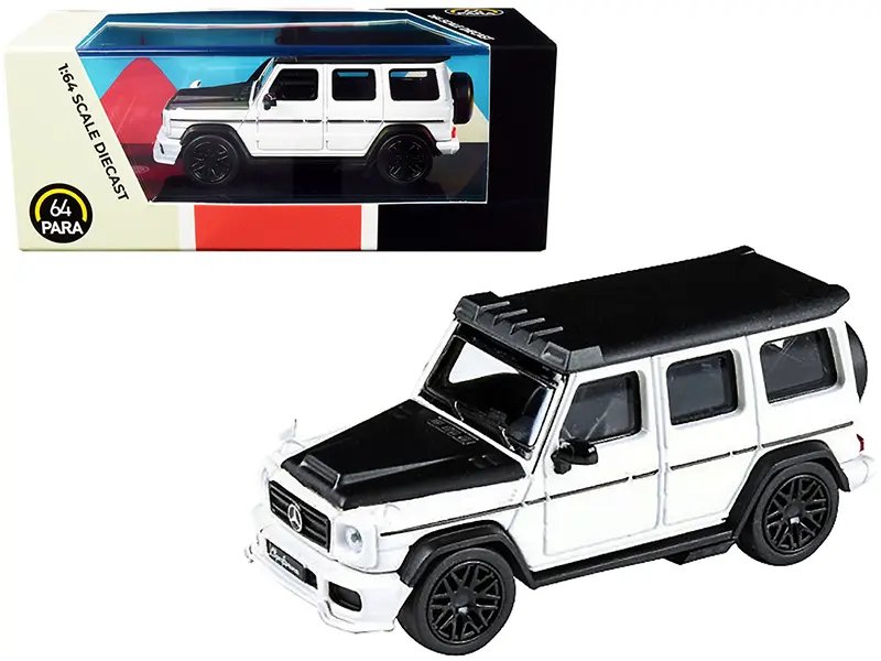 Diecast Model Cars wholesale toys dropshipper drop shipping Mercedes AMG G63 Liberty Walk Wagon White Black Hood Top 1/64 Paragon PA-55161 drop shipping wholesale drop ship drop shipper dropship dropshipping toys dropshipper diecast drop shipper drop Mercedes AMG G63 Liberty Walk 1/64 Diecast Model Car - White & Black by Paragon