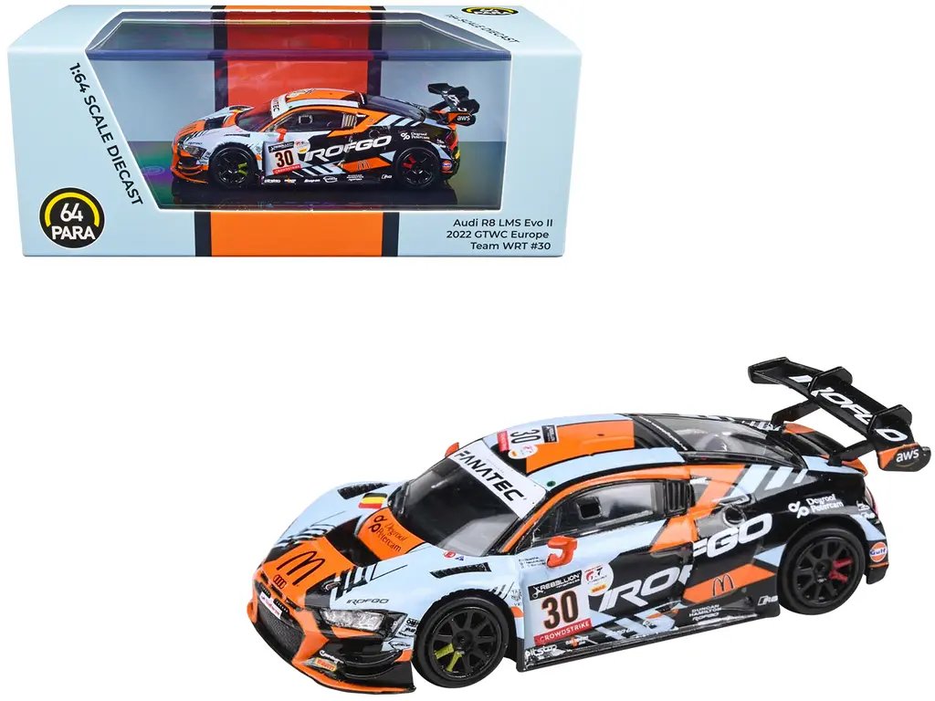 2022 Audi R8 LMS Evo II #30 Team WRT 1/64 Diecast Model by Paragon Models