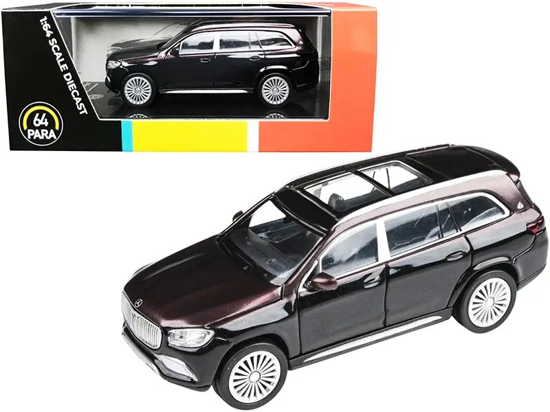 Mercedes-Maybach GLS 600 with Sunroof Rubellite Red and Obsidian Black Metallic 1/64 Diecast Model Car by Paragon 1 Mercedes-Maybach GLS 600 with Sunroof