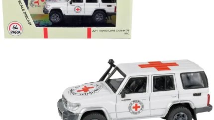 2014 Toyota Land Cruiser 76 White "International Red Cross" 1/64 Diecast Model Car by Paragon Models - Collectible Toy Vehicle