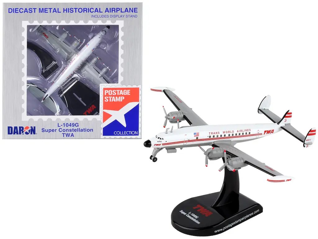 Lockheed L-1049G Super Constellation TWA 1/300 Diecast Model Airplane by Postage Stamp 3 Lockheed L-1049G Super Constellation TWA 1/300 Diecast Model Airplane by Postage Stamp - Image 3