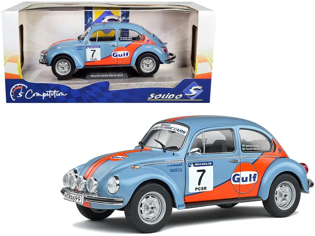 Volkswagen Beetle 1303 #7 Gulf Oil Rally 2019 Diecast Model 1/18 by Solido 3 Volkswagen Beetle 1303 #7 Gulf Oil Rally 2019 Diecast Model 1/18 by Solido - Image 3
