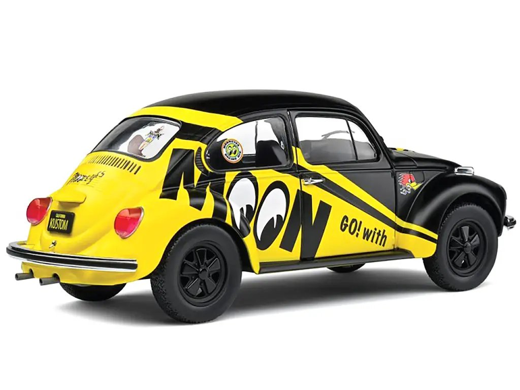 1974 Volkswagen Beetle 1303 Diecast Model – Matt Black & Yellow ‘Go with Mooneyes’ by Solido 1/18