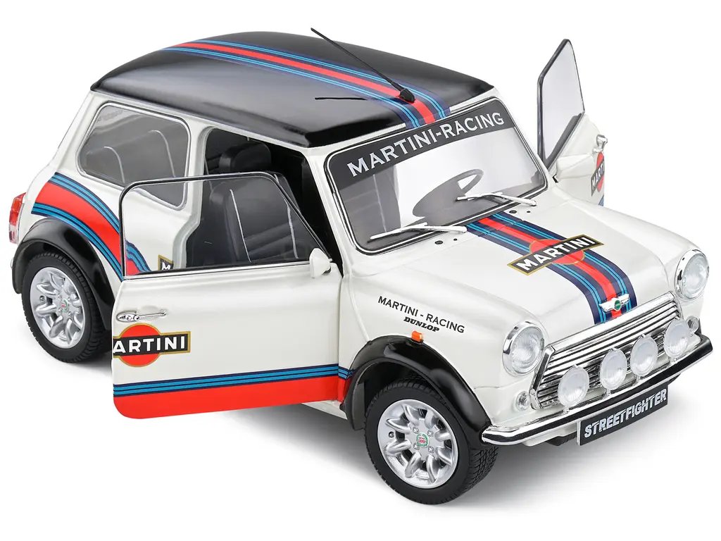 1998 Mini Cooper Sport Martini Racing 1/18 Diecast Model by Solido - White Metallic & Black 4 1998 Mini Cooper Sport Martini Racing 1/18 Diecast Model by Solido - White Metallic & Black - Image 4