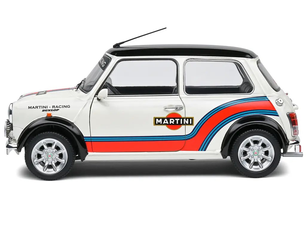 1998 Mini Cooper Sport Martini Racing 1/18 Diecast Model by Solido – White Metallic & Black