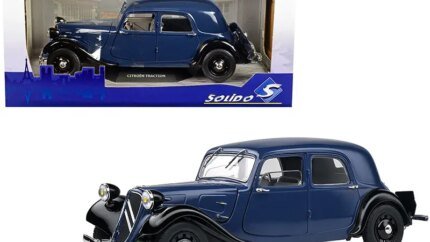 1937 Citroen Traction 1/18 Diecast Model Car by Solido - Dark Blue & Black Collectible