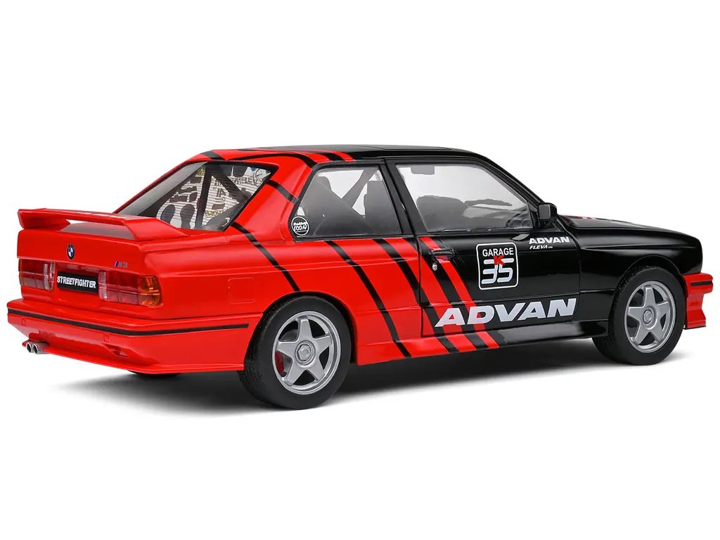 1990 BMW E30 M3 ADVAN Drift Team 1/18 Diecast Model by Solido – Black & Red