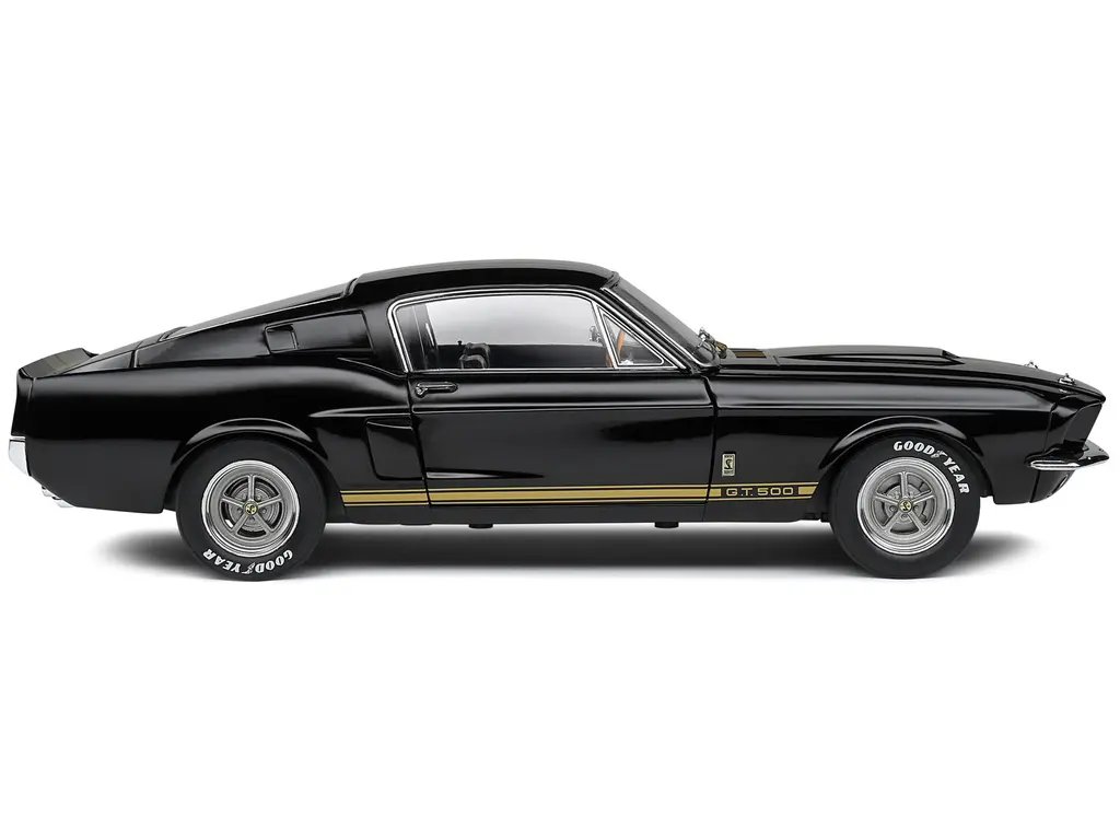 1967 Shelby GT500 Black with Gold Stripes 1/18 Diecast Model Car by Solido – Collector’s Dream