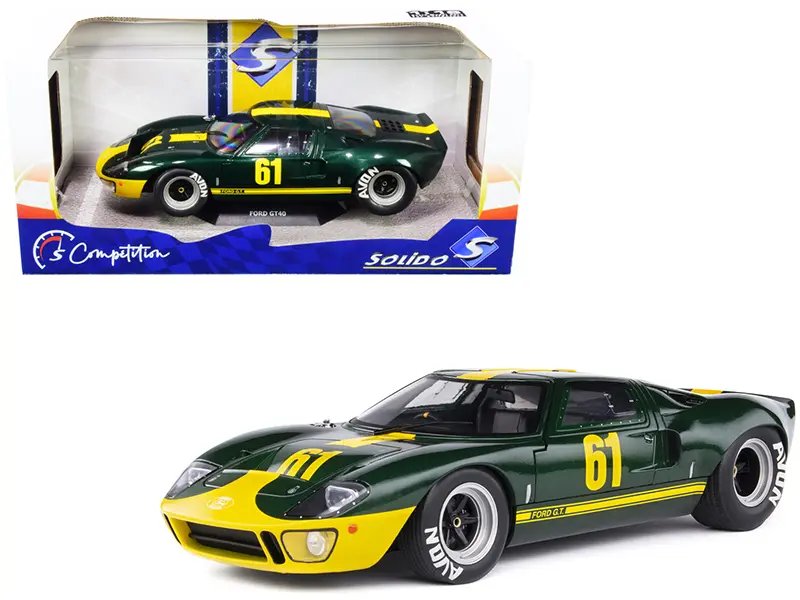 Ford GT40 Mk1 RHD #61 Racing Custom Green Metallic Diecast Model 1/18 by Solido