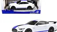 2020 Ford Mustang Shelby GT500 1/18 Diecast Model - White with Blue Stripes by Solido