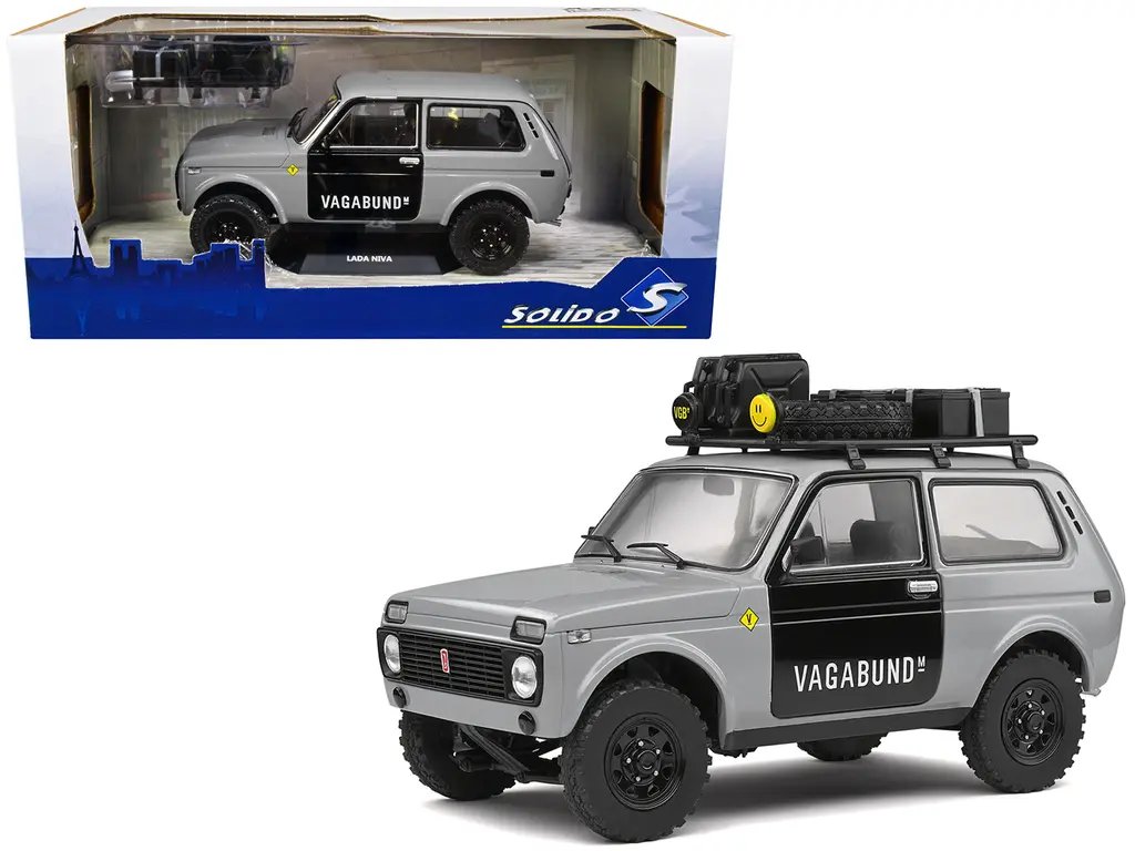 Diecast Model Cars wholesale toys dropshipper drop shipping 1980 Lada Niva Gray Black Doors Vagabund M Roof Rack Accessories 1/18 Solido S1807302 drop shipping wholesale drop ship drop shipper dropship dropshipping toys dropshipper diecast drop shipp 1980 Lada Niva Vagabund M Gray Diecast Model 1/18 by Solido with Roof Rack & Accessories