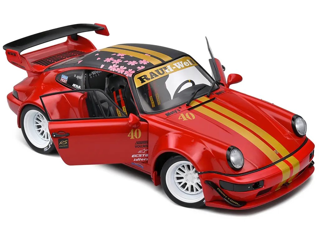 2021 RWB Bodykit #40 Red Sakura 1/18 Diecast Model Car by Solido – Limited Edition Collectible 4 2021 RWB Bodykit #40 Red Sakura 1/18 Diecast Model Car by Solido – Limited Edition Collectible - Image 4