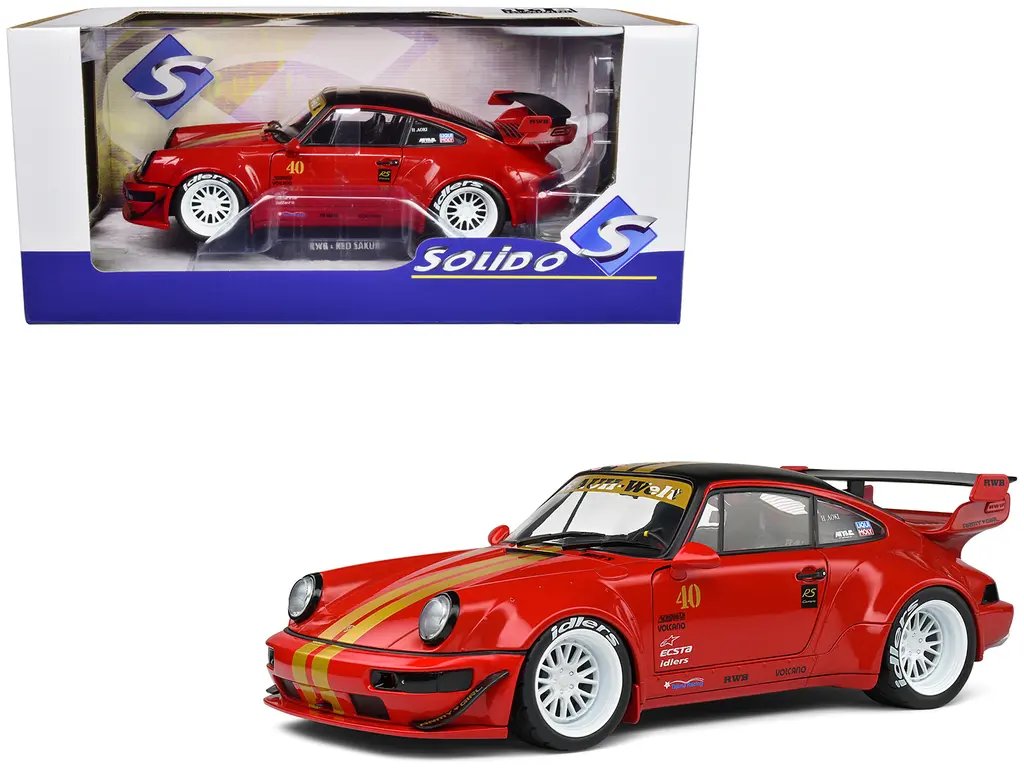2021 RWB Bodykit #40 Red Sakura 1/18 Diecast Model Car by Solido – Limited Edition Collectible 2 2021 RWB Bodykit #40 Red Sakura 1/18 Diecast Model Car by Solido – Limited Edition Collectible - Image 2