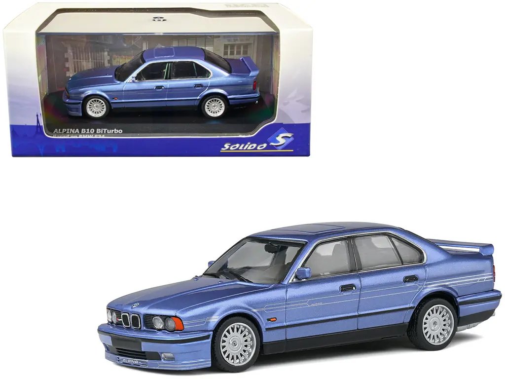 1994 Alpina B10 E34 BiTurbo Blue Metallic 1/43 Diecast Model by Solido 2 1994 Alpina B10 E34 BiTurbo Blue Metallic 1/43 Diecast Model by Solido - Image 2