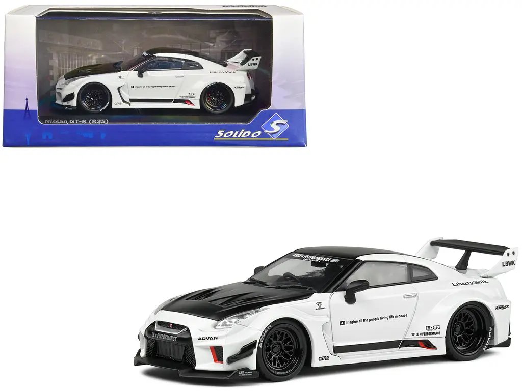 2020 Nissan GTR R35 LBWK RHD White Diecast Model 1/43 by Solido 4 2020 Nissan GTR R35 LBWK RHD White Diecast Model 1/43 by Solido - Image 4