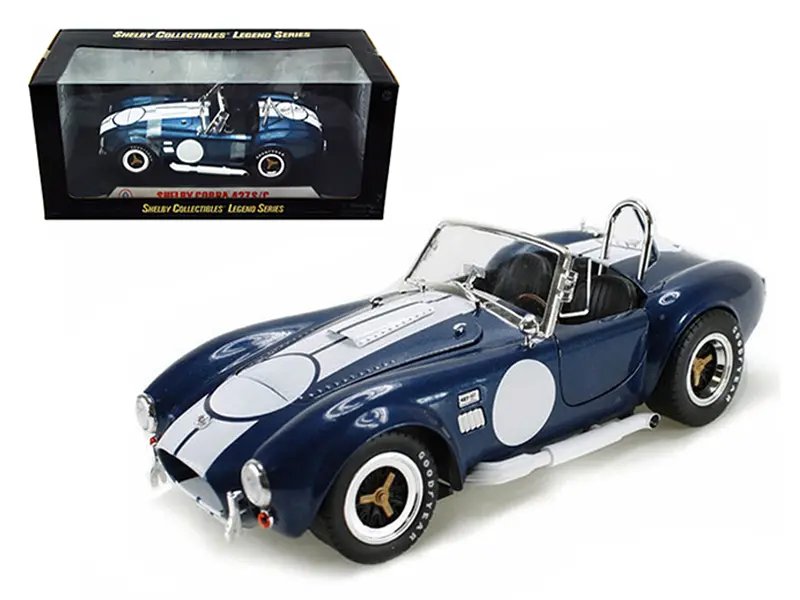 1965 Shelby Cobra 427 S/C Diecast Model – Dark Blue Metallic, Carroll Shelby Signature, 1/18 Scale