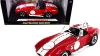 1965 Shelby Cobra 427 S/C Diecast Model - Red with White Stripes & Carroll Shelby Signature
