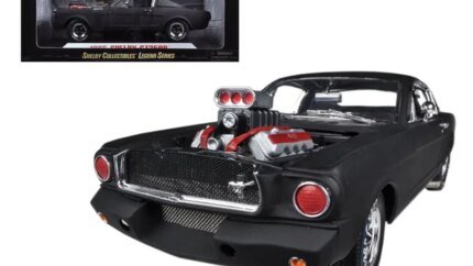 1965 Ford Shelby Mustang GT350R 1/18 Diecast Model - Matt Black Racing Engine by Shelby Collectibles